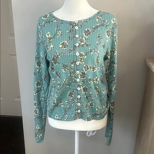 Floral Button-Up Women Top - Green